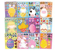 Pegatinas de Pascua, 24 hojas de pegatinas de Pascua para crear caras, pegatinas de Pascua DIY para manualidades infantiles en fiestas y vacaciones