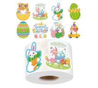 Pegatinas de Pascua - Calcomanías de Huevos Impermeables en Rollo de 500 Unidades, 8 diseños para Botellas, Fundas para teléfonos y Sobres, Pegatinas Autoadhesivas para álbumes de Recortes para