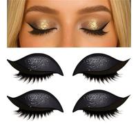 Pegatinas de pestañas para maquillaje de ojos con sombra de ojos incorporadas para el glamour instantáneo no se ven las pestañas postizas.
