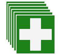 Pegatinas de primeros auxilios - Cruz verde - Señal de rescate - Señal autoadhesiva para botiquín de primeros auxilios - 10 x 10 cm (6)