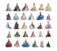 Pegatinas de princesa para botellas de agua, actividades de adhesivos de princesas - 30 piezas impermeables a las pegatinas de princesa del agua | Artesanía de arte favores de fiesta de álbumes de rec