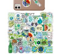 Pegatinas de protección del medio ambiente - 50 pegatinas impermeables divertidas de PVC - Suministros artísticos para monopatines, cuadernos, escritorios, portátiles, botellas de agua, vasos de agua