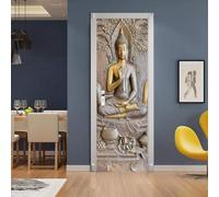 Pegatinas De Puerta 3D Para Puertas Interiores Estatua De Piedra Zen En Relieve 77 X 200 Cm Calcomanías Autoadhesivas Impermeables De Vinilo Para Puerta, Mural Para Dormitorio, Oficina, Baño, 0N3M7P4