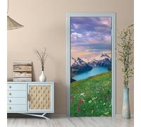 Pegatinas De Puerta 3D Para Puertas Interiores Paisaje Floral Alpino 90 X 200 Cm Fondo De Puerta Extraíble Vinilo Impermeable Autoadhesivo Puerta Mural Calcomanías Para Dormitorio Oficina -9808789819