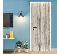 Pegatinas De Puerta 3D Tablero De Madera Simple Y De Moda. Mural Autoadhesivo Decoración Del Hogar Etiqueta De La Pared Etiqueta Del Arte Dormitorio Sala De Estar Cartel Extraíble- 77 X 200 Cm