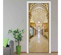Pegatinas De Puerta 3D Vista Del Pasillo Del Palacio Arte De Pared Diy Mural Dormitorio Póster Pvc Impermeable Imitación Puertas Interiores Decoración Para El Hogar Calcomanía, 80 X 200 Cm-7889848642