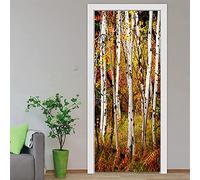 Pegatinas De Puerta De Arte Impermeables Autoadhesivas Para Mural De Puerta 3D Otoño Árboles Bosque Paisaje 77 X 200 Cm Niños Niñas Niños Dormitorios Baño Inodoro Decoración Del Hogar Calcomanía Póst