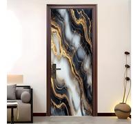 Pegatinas de Puerta Mural 83x204 cm Estilo de MáRmol óNix 3D Adhesivo Fotográfico Autoadhesivo Vinilo Etiqueta De La Pared En Blanco y Negro Arte Adhesivo Puerta Dormitorio Baño Cocina Decoration