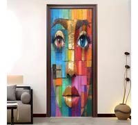 Pegatinas de Puerta Mural 83x204 cm Graffiti GeoméTrico Colorido 3D Adhesivo Fotográfico Autoadhesivo Vinilo Etiqueta De La Pared Vistoso Arte Adhesivo Puerta Dormitorio Baño Cocina Decoration