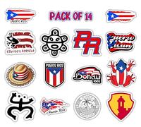 Pegatinas de Puerto Rico - Vinilo resistente al agua y duradero con bandera de Puerto Rico, símbolos de coquí, taínos e iconos culturales - Perfecto para portátiles, coches, botellas de agua, camión,