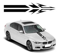 Pegatinas de rayas para el capó del coche, pegatinas de rayas para el cuerpo de carreras, decoración de vinilo para capó de coche, techo, maletero, delantal, parachoques (negro)
