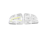 Pegatinas de reparación Compatible Con Benz CLA 2015 2016 2017 2018 2019 Pegatina Para La Cubierta Del Botón Del Volante Del Coche(Silver)