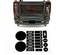 Pegatinas de reparación de botones para Cadillac CTS 2003-2007 vinilo | Calcomanía para consola AM FM CD Radio Superposición, vinilo negro con letras blancas, kit de restauración interior