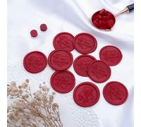 pegatinas de sello de cera, Paquete de pegatinas sello cera multicolor 10/20/30 piezas for sobres boda Navidad en relieve(Red-b,10pcs)