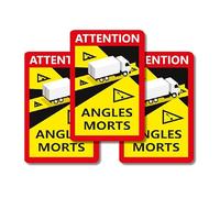 Pegatinas de Señalización Angles Morts para Camiones, Adhesivos Obligatorios, Set de 3 Unidades, Rojo y Amarillo