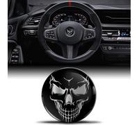 Pegatinas de silicona 3D compatibles con BMW 36131181082 Emblema Volante 45 mm Accesorios Piezas Calcomanías Decoración Volante Negro Calavera Plata Cráneo Calavera V 15
