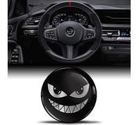 Pegatinas de silicona 3D compatibles con BMW 36131181082 Emblema Volante de 45 mm Accesorios Piezas Calcomanías Decoración Volante Negro Sonrisa espeluznante V 31