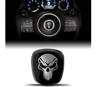 Pegatinas de silicona 3D compatibles con FIAT 500 Emblema Volante Badge Accesorios Piezas Calcomanías Volante Decoración Cráneo Negro Plata VF 11