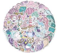 Pegatinas de Sirenas de Pescado,50 Piezas Impermeable Vinilo Pegatinas para Monopatín Ordenador Portátil Equipaje Moto Bicicleta Guitarra Taza Botellas de Agua Casco,Mermaid Pegatinas para Adultos