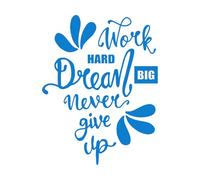 Pegatinas de tallado fino Frases inspiradoras de "Trabaja duro" 51x66.1cm Fácil instalación Azul