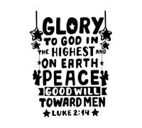 Pegatinas de tallado fino Letras a mano con versículo bíblico: Gloria a Dios 51x65.8cm Decoración artística Negro