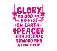 Pegatinas de tallado fino Letras a mano con versículo bíblico: Gloria a Dios 68x87.7cm Autoadhesivo Rosa roja