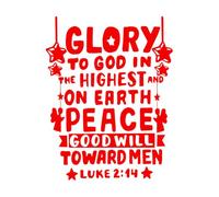 Pegatinas de tallado fino Letras a mano con versículo bíblico: Gloria a Dios 68x87.7cm Fácil instalación Rojo