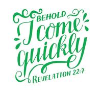 Pegatinas de tallado fino Letras a mano con versículo bíblico: He aquí, yo vengo. 67.2x68.8cm Pintura mural artística Verde