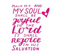 Pegatinas de tallado fino Letras a mano con versículo bíblico Mi alma estará contigo 68x81.6cm Decoración artística Rosa roja