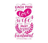 Pegatinas de tallado fino Letras a mano con versículo bíblico que todo hombre debe amar. 34x63.1cm Embellecimiento de paredes Rosa roja