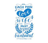 Pegatinas de tallado fino Letras a mano con versículo bíblico que todo hombre debe amar. 34x63.1cm Pintura mural artística Azul