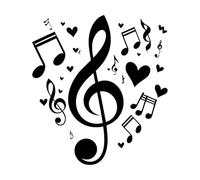 Pegatinas de tallado fino Silueta notas musicales amor logo símbolo solamente 42x46.4cm Pegatinas para vidrio Negro