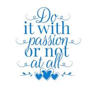 Pegatinas de tallado fino Vivir en casa Palabras Pasión Cita inspiradora 54x59.9cm Decoración artística Azul