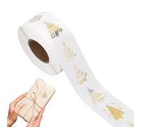 Pegatinas de tarjetas de Navidad - Clear Tree Design Gold, Foil Adhesive Label 500 Piece Roll 1 pulgada 2.5 Cm, Festive Sticker Sheet Set for Kids Students Friends Family | Parents Holiday Journals