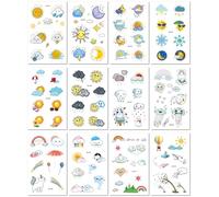 Pegatinas De Tatuaje Con Expresión De Nubes Meteorológicas De Dibujos Animados Pintadas A Mano Para Niños Respetuosas Con El Medio Ambiente Interactivas Para Padres E Hijos 120×75mm