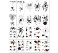 Pegatinas De Tatuaje De Araña De Halloween, Resistentes Al Agua, Sudor, Horror, Cicatriz Oscura 3D, Telaraña 120X76mm