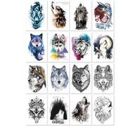 Pegatinas De Tatuaje De Brazo De Flores A Prueba De Agua, Pegatinas De Tatuaje De Lobo Personalizadas, Patrón De Animal, Tatuaje Desechable 210 * 150mm