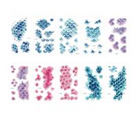 Pegatinas De Tatuaje De Escamas De Pescado De Color Azul Púrpura, Imitación De Escamas De Pescado, Maquillaje Desechable, Modelado, Pegatinas De Tatuaje Impermeables 120 * 69mm