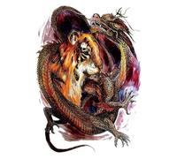 Pegatinas de tatuaje de espalda completa dragón Tigre zorro soldado arte corporal tatuajes falsos impermeables pegatina hombre mujer (48 * 34 cm)(003)
