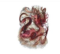 Pegatinas de tatuaje de espalda completa dragón Tigre zorro soldado arte corporal tatuajes falsos impermeables pegatina hombre mujer (48 * 34 cm)(008)