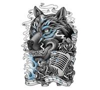 Pegatinas de tatuaje de espalda completa dragón Tigre zorro soldado arte corporal tatuajes falsos impermeables pegatina hombre mujer (48 * 34 cm)(002)