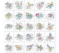 Pegatinas De Tatuaje De Flores De Insectos De Fantasía Impermeables Y Respetuosas Con El Medio Ambiente Para Niños Y Adultos, Pegatinas De Tatuaje Interactivas Divertidas 60×60mm