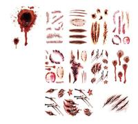 Pegatinas de tatuaje de Halloween: tatuajes faciales falsos portátiles, duraderos y espeluznantes, tatuajes faciales de Halloween, fáciles de llevar, tatuajes de garras de sangre, cabeza de lobo y