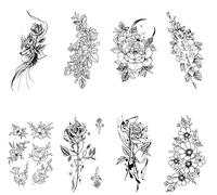Pegatinas De Tatuaje De Hierbas De Flores Rosas, Pegatinas Corporales Lavables Avanzadas, Impermeables, Duraderas, No Reflectantes