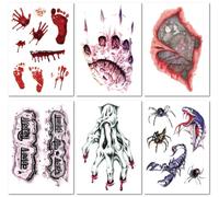 Pegatinas De Tatuaje De Maquillaje De Halloween Ecológicas, Accesorios De Fiesta, Pegatinas De Tatuaje De Cicatriz Aterradora Para La Cara 150×105mm A154