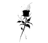 Pegatinas de tatuaje de rosa oscura y mariposa de llama for hombres y mujeres, arte floral de llama azul romántico, tatuaje falso, pegatinas de tatuaje for brazo con personalidad