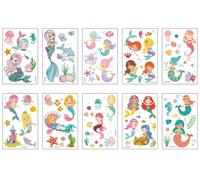 Pegatinas De Tatuaje De Sirena De Dibujos Animados Para Niños, Princesa Rosa, Impermeables, Lindas Y Divertidas Pegatinas De Recompensa Desechables 120 * 76mm