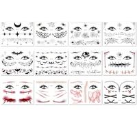 Pegatinas De Tatuaje De Terror De Halloween, Pegatinas De Cicatriz De Telaraña En La Cara, Maquillaje De Fiesta De Carnaval De Halloween 158 * 158MM