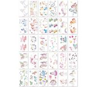 Pegatinas De Tatuaje De Unicornio Para Niños, Lindas Pegatinas Temporales De Dibujos Animados Para Cumpleaños, Arcoíris Y Pegaso. 60x105mm