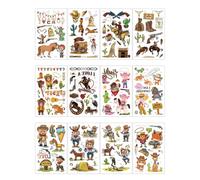 Pegatinas De Tatuaje De Vaquero Occidental De Dibujos Animados Lindas, Resistentes Al Agua Y Respetuosas Con El Medio Ambiente, Pegatinas De Tatuaje De Regalo Divertidas Para Niños 120×75mm